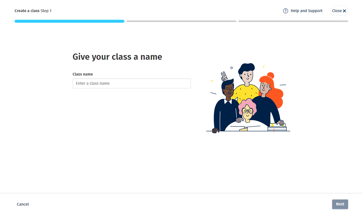 Screenshot of giving your class a name.
