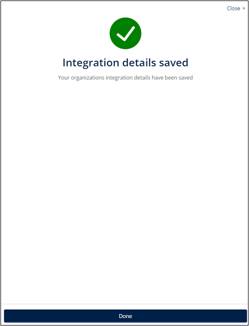 Integration Details saved screen in Moodle